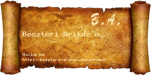 Beszteri Arikán névjegykártya
